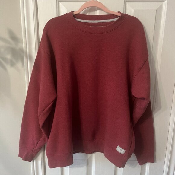 Eddie Bauer Maroon Burgundy Crewneck Sweatshirt Cozy Casual Men's Large - Picture 2 of 8